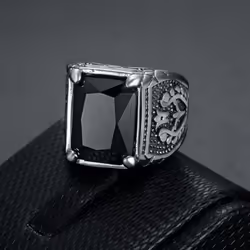 Hip Hop Punk Vintage Ring For Men 316 Stainless Steel With Multicoloured Stones Tulip Motif Jewellery Men&apos;s Party Ring - ...
