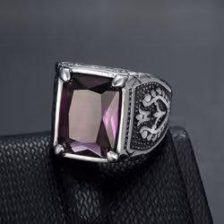 Hip Hop Punk Vintage Ring For Men 316 Stainless Steel With Multicoloured Stones Tulip Motif Jewellery Men&apos;s Party Ring - ...