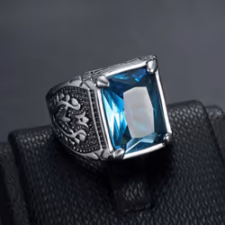 Hip Hop Punk Vintage Ring For Men 316 Stainless Steel With Multicoloured Stones Tulip Motif Jewellery Men&apos;s Party Ring - purple, 7