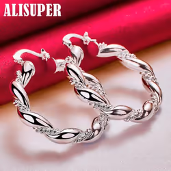 925 Sterling Silver Twisted Rope Round Hoop Earring Jewelry
