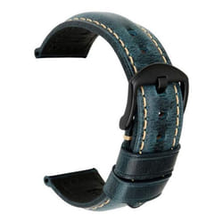 Puntos 20/22/24mm Vintage Regolabile Genuine Leather Watch Band Wrist Strap Replacement - blue, 20mm Black Buckle#