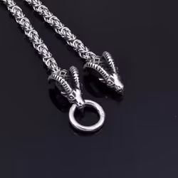 Viking Retro Sheep Head Necklace, Norse Mythology Hammer Pendant Necklace, Men&apos;s Punk Hip Hop Party Accessories, Birthday Gift For Frien - silver