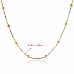 24k Gold Necklace Plating Gold 45cm Box Chain Beaded Necklace Short Chain For Woman Charm Jewelry