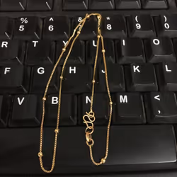 24k Gold Necklace Plating Gold 45cm Box Chain Beaded Necklace Short Chain For Woman Charm Jewelry