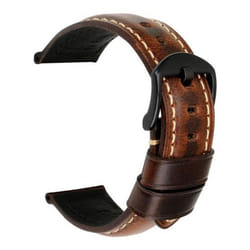 Puntos 20/22/24mm Vintage Regolabile Genuine Leather Watch Band Wrist Strap Replacement - coffee, 22mm Black Buckle#