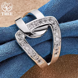 925 Sterling Silver Geometry Aaa Zircon Ring Jewelry - 10#