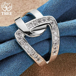 925 Sterling Silver Geometry Aaa Zircon Ring Jewelry - 8#