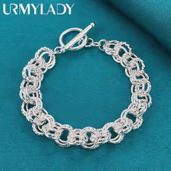 925 Sterling Silver Exquisite Jewelry Fashion Charm Bracelet 8 Inch Mb179