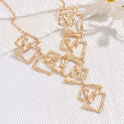 1pc Statement Style Geometric Triangle Square Shape Glossy Thumping Face Irregular Y-shaped Necklace Jewelry For Women - gold