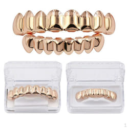 Gills Fit Grill & Bottom Grill, Removable, Glossy For Women Men Cosplay Tools - Rose Gold