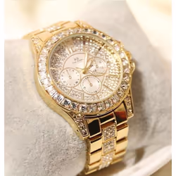 Fashion Ladies Wristwatches Stainless Steel Sports Business Quartz Watch - gold