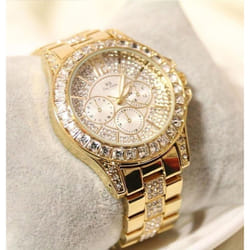 Fashion Ladies Wristwatches Stainless Steel Sports Business Quartz Watch - gold