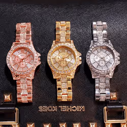 Fashion Ladies Wristwatches Stainless Steel Sports Business Quartz Watch - gold