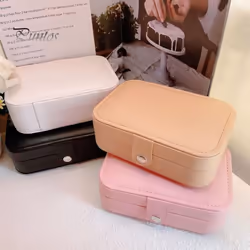 Jewelry Storage Box Earring Necklace Holder Large Capacity Multiple Compartments Lightweight Portable Jewelry Organizer - pink
