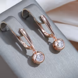 Kinel Rose Gold Color Orb Pendant Necklace Earrings Daily Easy Matching Fine Jewelry Set
