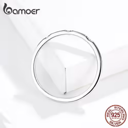 Bamoer Simple Minimalist Finger Rings For Women 925 Sterling Silver Stackable Band Fashion Jewelry - 6