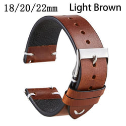 Quick Release Watchband Cowhide Watch Bracelet Leather Watch Strap Oil Wax Leather 18mm 20mm 22mm - light brown, 22mm