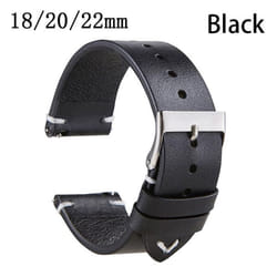 Quick Release Watchband Cowhide Watch Bracelet Leather Watch Strap Oil Wax Leather 18mm 20mm 22mm - black, 22mm