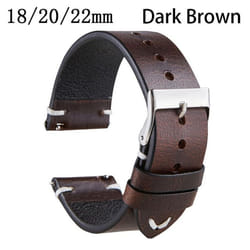Quick Release Watchband Cowhide Watch Bracelet Leather Watch Strap Oil Wax Leather 18mm 20mm 22mm - dark brown, 20mm