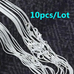 925 Sterling Silver 10 Pieces 1mm Snake Chain Necklace - 45cm
