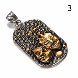 European And American Stainless Steel Men&apos;s Retro Twelve Constellation Titanium Steel Pendant - 8