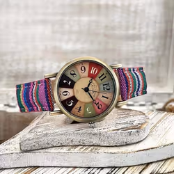 Fashion Watches For Women With Multicolour Rainbow Pattern Hand Wrist Band Watches Jewelry - Purple