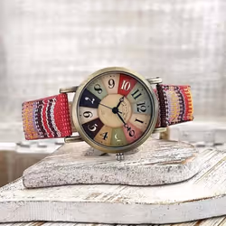 Fashion Watches For Women With Multicolour Rainbow Pattern Hand Wrist Band Watches Jewelry - Purple