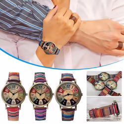 Fashion Watches For Women With Multicolour Rainbow Pattern Hand Wrist Band Watches Jewelry - Purple