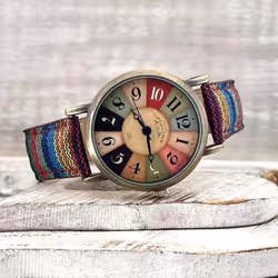 Fashion Watches For Women With Multicolour Rainbow Pattern Hand Wrist Band Watches Jewelry - Blue
