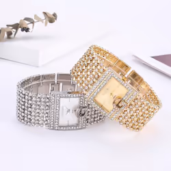 Analog Quartz Movement Wrist Watch 2020 Watches  Brand Luxury Casual Women Round Full Diamond Bracelet Watch - white