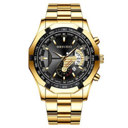 Men&apos;s Big Dial Quartz Watches Original Design Business Man&apos;s Wristwatches Top Luxury Best Gifts For Husband,family,friend - golden,black