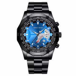 Men&apos;s Big Dial Quartz Watches Original Design Business Man&apos;s Wristwatches Top Luxury Best Gifts For Husband,family,friend - black