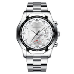 Men&apos;s Big Dial Quartz Watches Original Design Business Man&apos;s Wristwatches Top Luxury Best Gifts For Husband,family,friend - silver