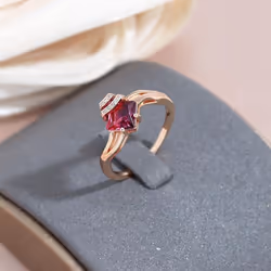 Kinel Shiny Red Natural Zircon Jewelry Sets Rose Gold Color Vintage Necklace Earrings And Ring Sets - 8