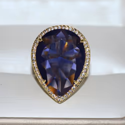 Bella Box Water Drop Shape Green Vintage Ring For Women Charm Wedding Engagement Fine Jewelry New Trendy - purple, 6