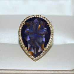 Bella Box Water Drop Shape Green Vintage Ring For Women Charm Wedding Engagement Fine Jewelry New Trendy - purple, 6