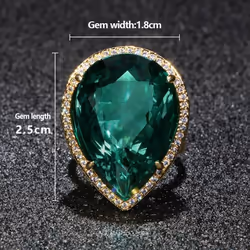 Bella Box Water Drop Shape Green Vintage Ring For Women Charm Wedding Engagement Fine Jewelry New Trendy - purple, 6