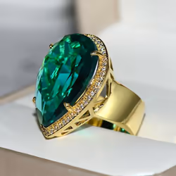 Bella Box Water Drop Shape Green Vintage Ring For Women Charm Wedding Engagement Fine Jewelry New Trendy - purple, 6