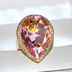Bella Box Water Drop Shape Green Vintage Ring For Women Charm Wedding Engagement Fine Jewelry New Trendy - pink, 7