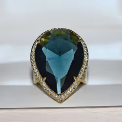 Bella Box Water Drop Shape Green Vintage Ring For Women Charm Wedding Engagement Fine Jewelry New Trendy - green plaid, 10