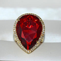 Bella Box Water Drop Shape Green Vintage Ring For Women Charm Wedding Engagement Fine Jewelry New Trendy - red, 6