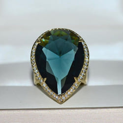Bella Box Water Drop Shape Green Vintage Ring For Women Charm Wedding Engagement Fine Jewelry New Trendy - green plaid, 6