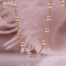 Pataya Rose Gold Color Bracelet Necklace Exquisite Girl Fresh Round Bead Chain - 19CM