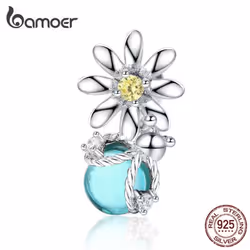 Bamoer Silver 925 Charm For Original Women Silver Snake Bracelet Daisy And Firefly Bead Accessoreis