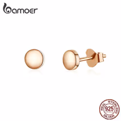 Bamoer Authentic 925 Sterling Silver Simple Bean Unique Stud Earrings For Women - gold