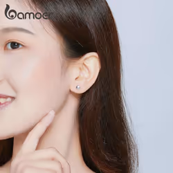 Bamoer Authentic 925 Sterling Silver Simple Bean Unique Stud Earrings For Women - gold