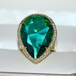 Bella Box Water Drop Shape Green Vintage Ring For Women Charm Wedding Engagement Fine Jewelry New Trendy - green, 10