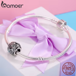 Bamoer 925 Sterling Silver Classical Retro Butterfly Round Charm Beads Fit Original Bracelet