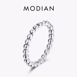 Modian Minimalist Simple 925 Sterling Silver Fashion Beads Stackable Finger Ring For Women Charm Wedding Fine Jewelry - silve ...