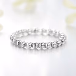 Modian Minimalist Simple 925 Sterling Silver Fashion Beads Stackable Finger Ring For Women Charm Wedding Fine Jewelry - silver, 7